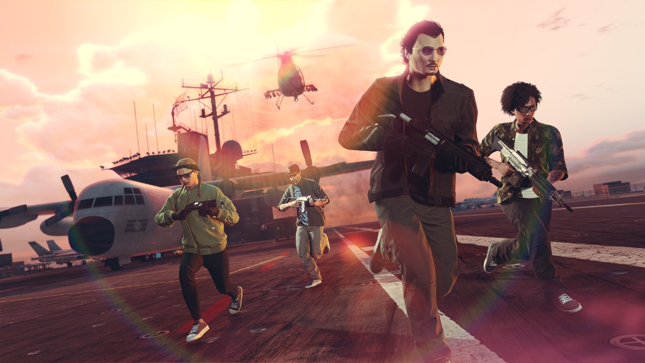 A player crew preparing for trouble in GTA Online.