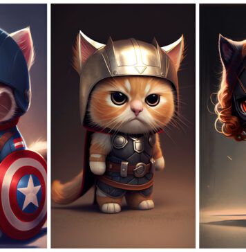 marvel characters as cats, ai generated by midjourney