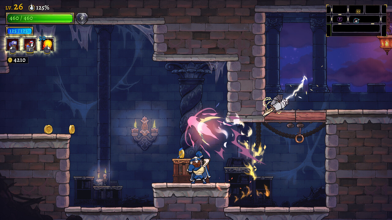 Rogue Legacy 2 character using magic to deal with enemies.