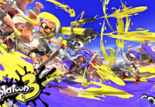 Splash screen for Splatoon 3 on Nintendo Switch.