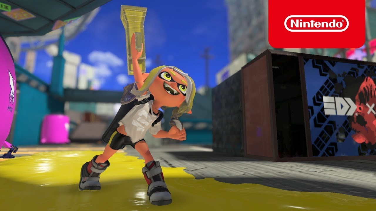 Splatoon 3 character doing a victory emote.