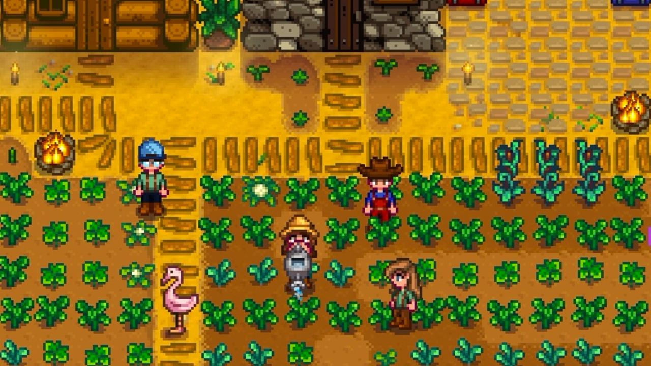 Multiplayer screenshot of players enjoying the farming experience of Stardew Valley.