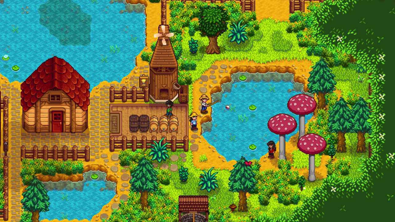 Multiple players enjoying the breezy gameplay of Stardew Valley.