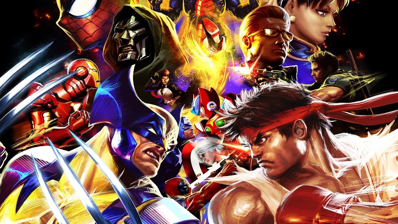 Art with some of the fighters present in Ultimate Marvel Vs. Capcom 3.