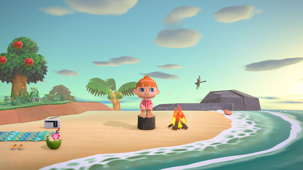 Enjoying a nice relaxing day on the beach in Animal Crossing: New Horizons