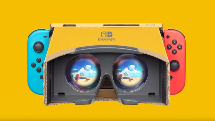 Promotional shot for the Nintendo Labo VR headset for Nintendo Switch.