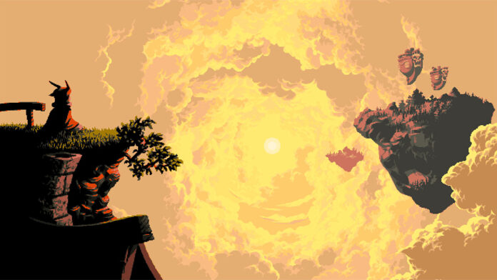 A beautifully drawn landscape from Owlboy.