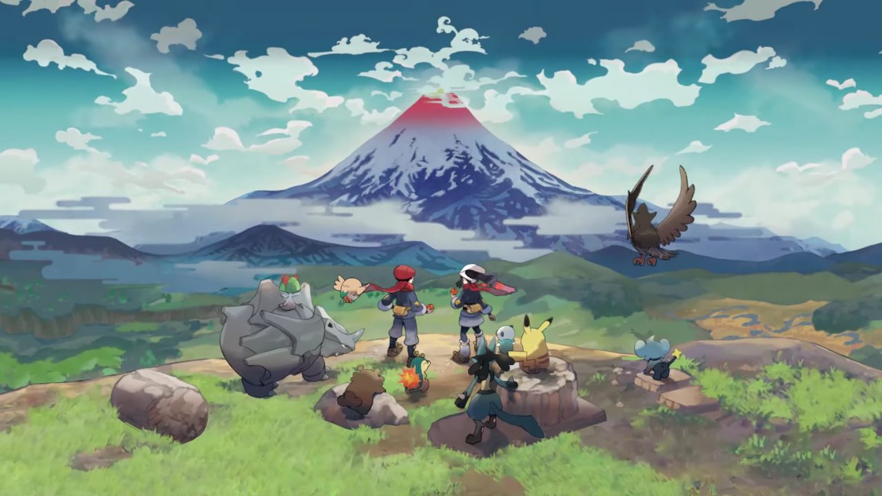 Beautiful shot of the landscape in Pokemon Legends: Arceus.