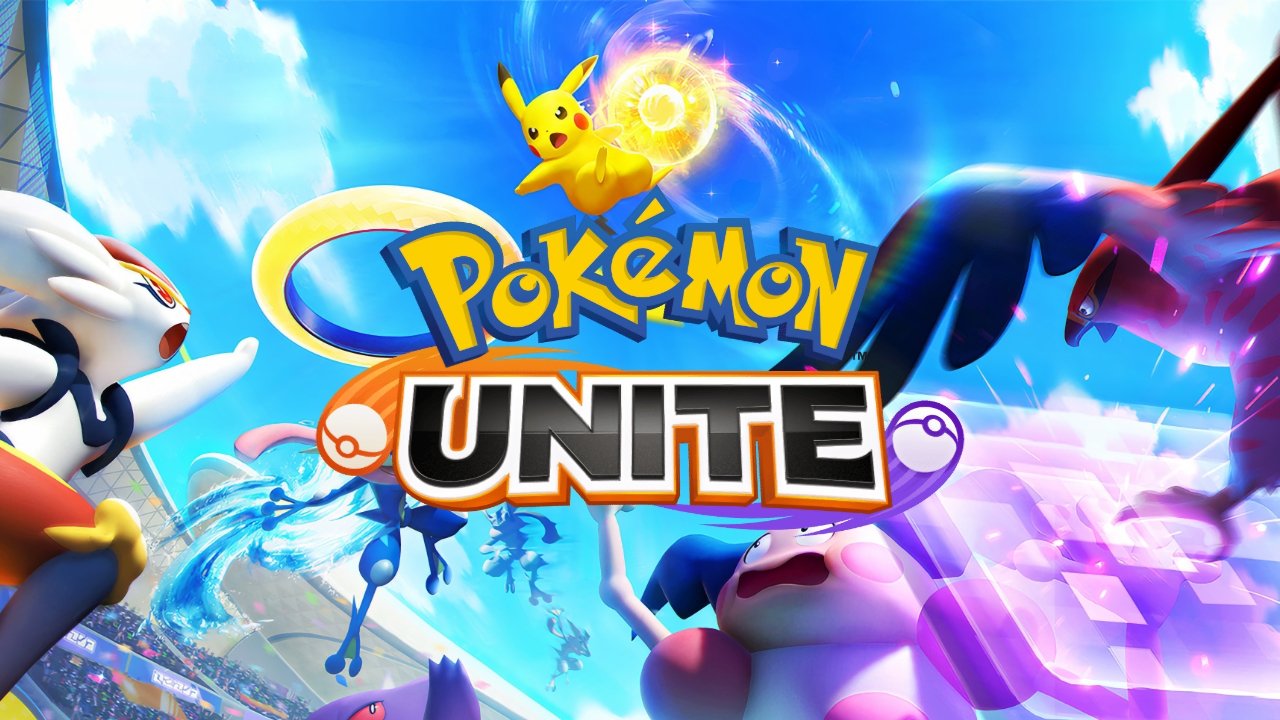 Poster for Pokemon Unite showing Pikachu scoring a goal.