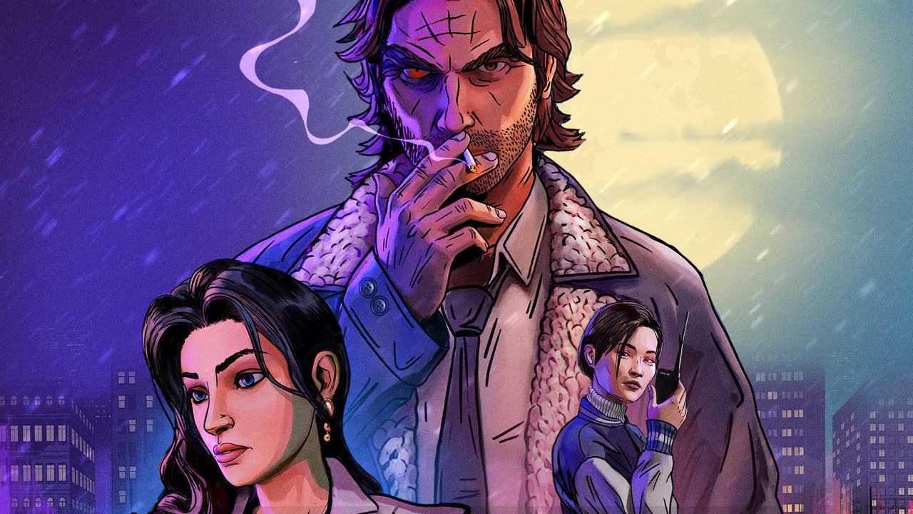 Screenshot with some of the main characters from The Wolf Among Us series.