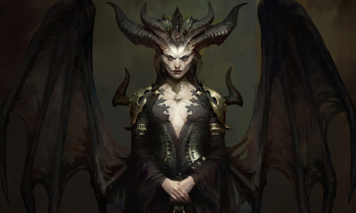 Art of the main antagonist in upcoming ARPG Diablo 4, Lilith.