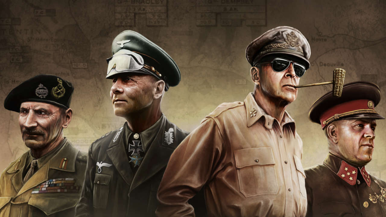 Artwork of infamous WW2 generals from Hearts of Iron 4.