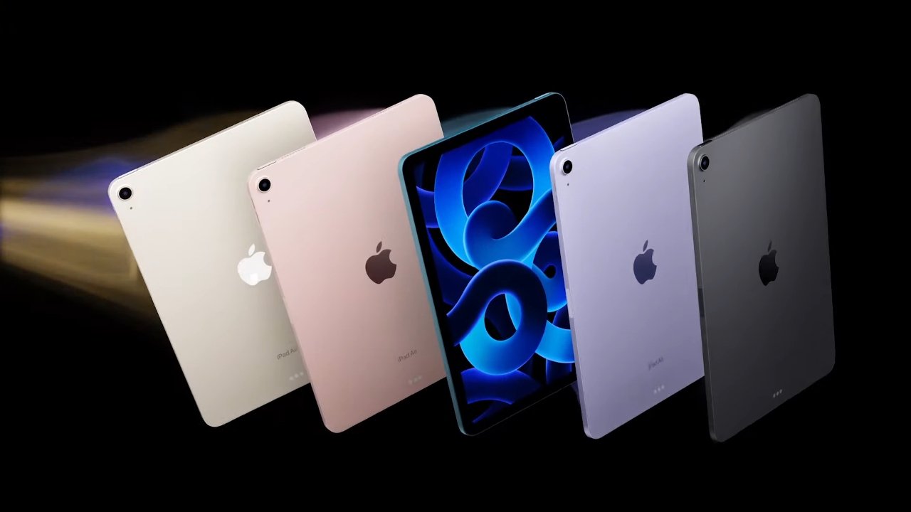 Promotional shot showing the colors of the iPad Air 2022.