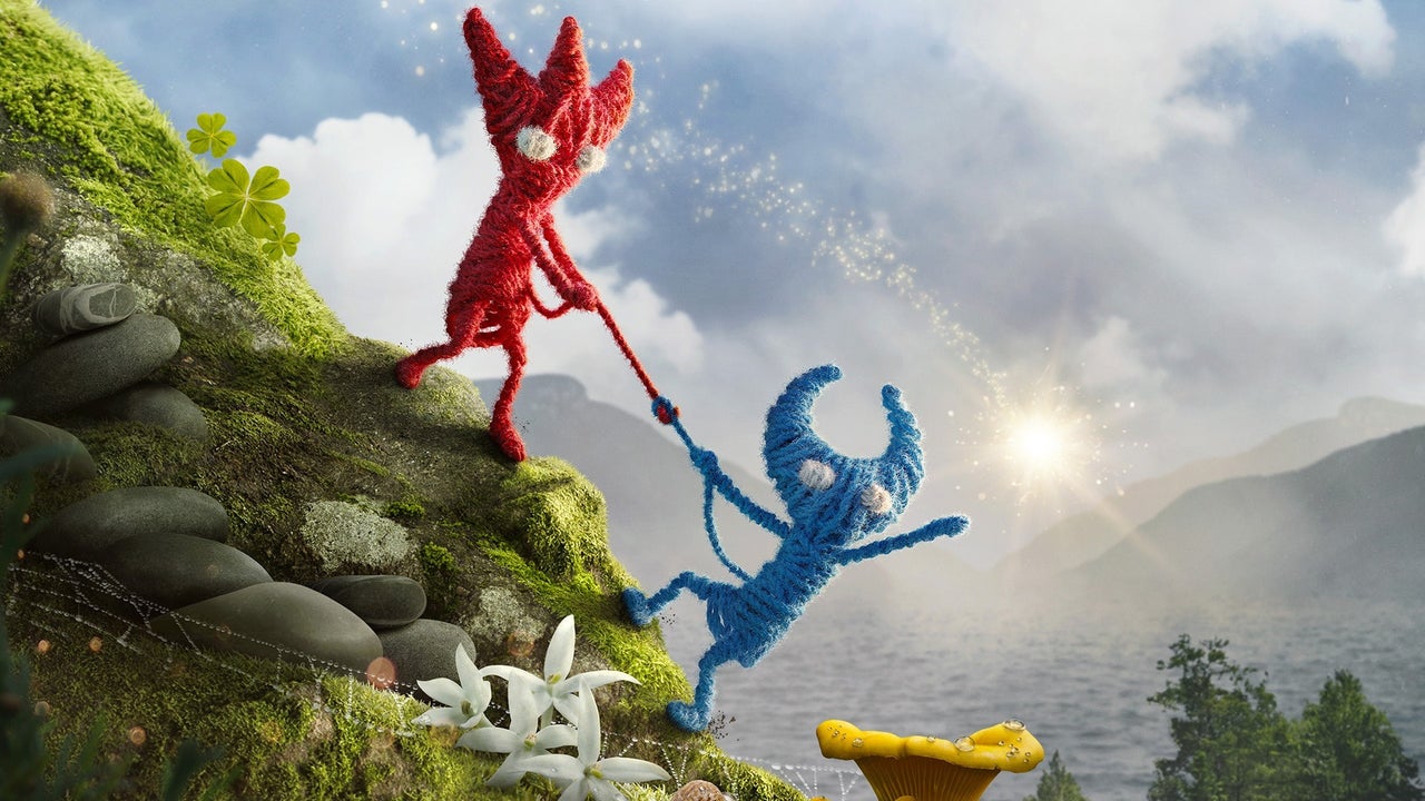 The main characters of the cute co-op game Unravel Two.