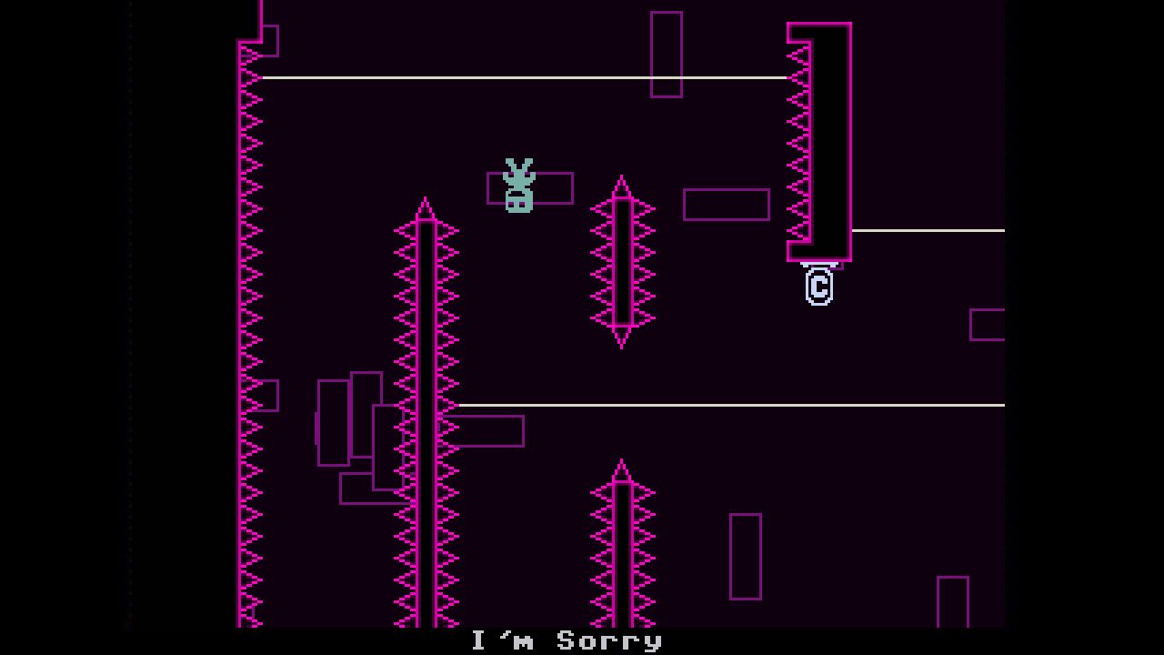 Ingame screenshot of one of the many platforming sections you will encounter in VVVVVV.