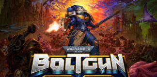 Main artwork for the upcoming Warhammer 40k: Boltgun.