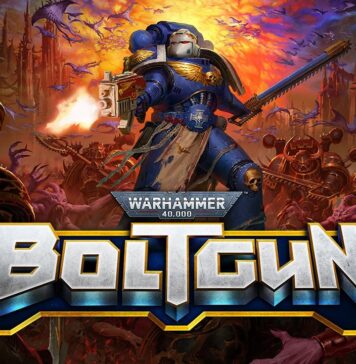 Main artwork for the upcoming Warhammer 40k: Boltgun.