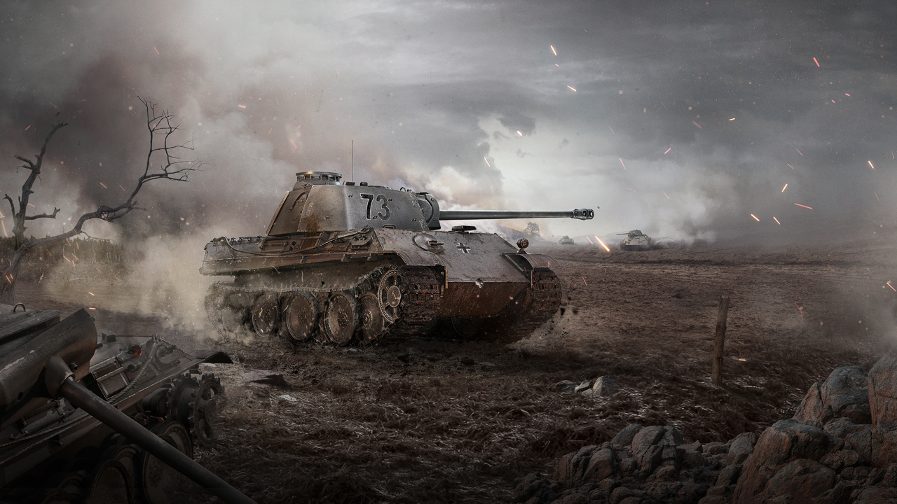 Artwork of a tank getting ready for combat in World of Tanks.