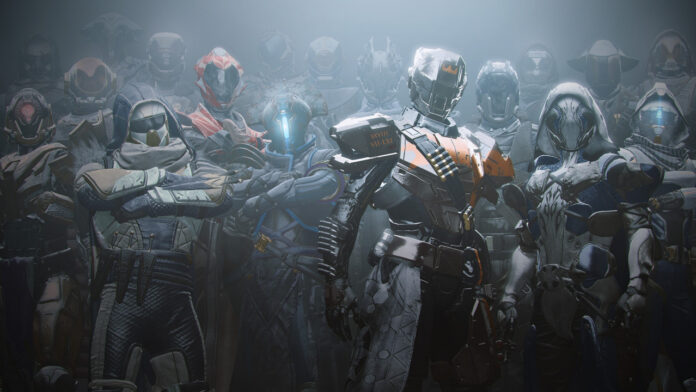 Wallpaper with some of the playable classes from Destiny 2.