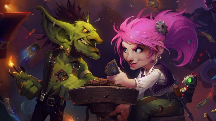 A goblin and a gnome getting ready for a round of Hearthstone Arena.