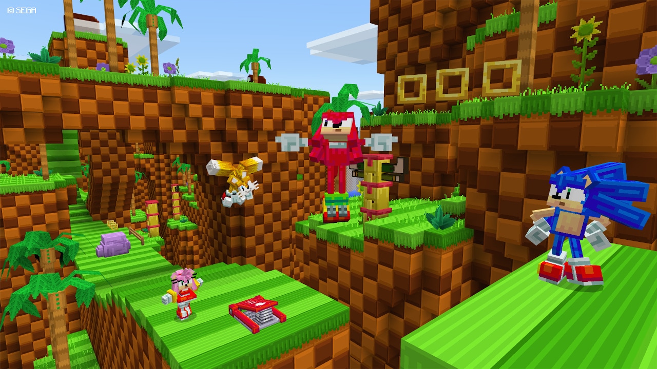 A screenshot with some of the new textures from the Minecraft Sonic DLC.