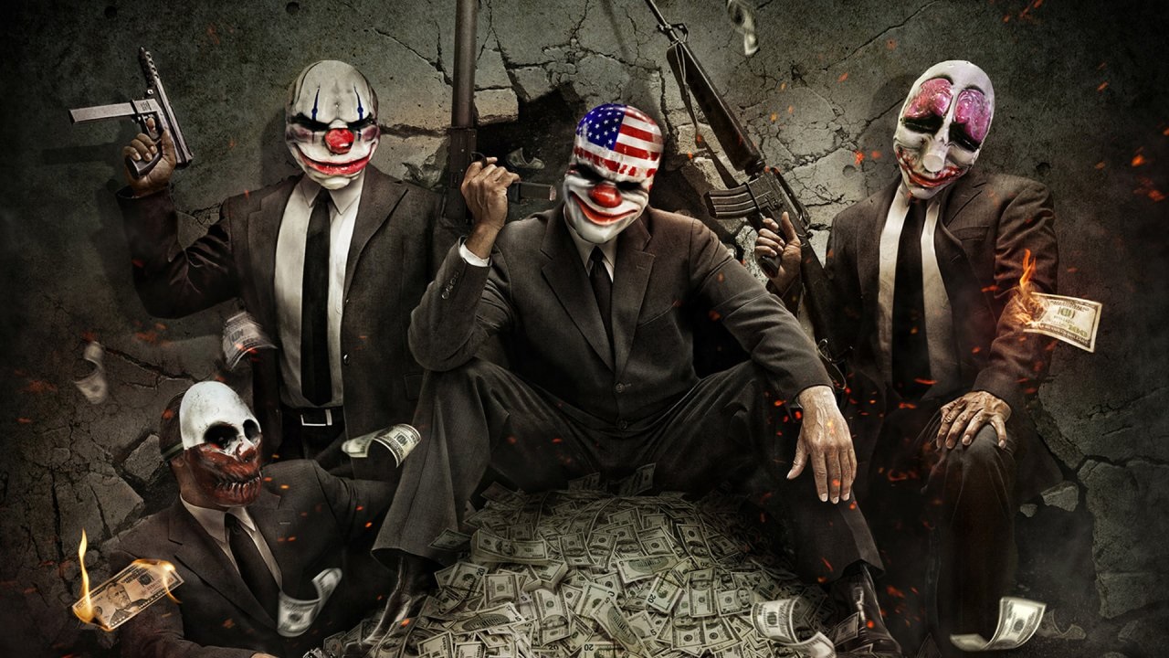 A gang of criminals getting ready for a heist in PayDay 2.