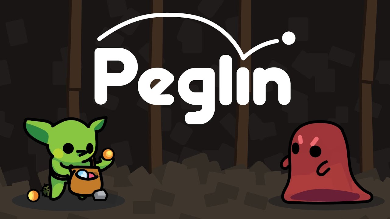 Artwork of the main character in Peglin encountering a Slime.