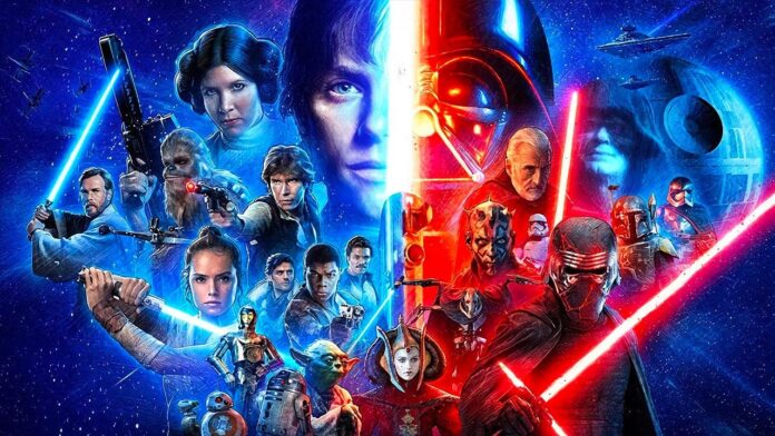Artwork with most of the important characters from Star Wars canon.