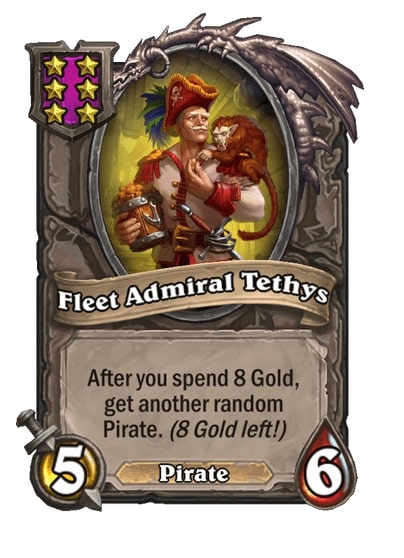 Card image for Fleet Admiral Tethys from Hearthstone Battlegrounds.