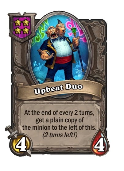 Card image of Upbeat Duo from Hearthstone Battlegrounds.