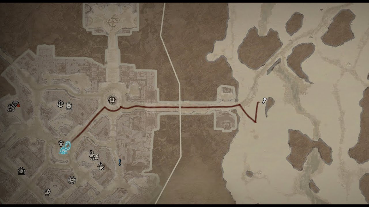 A pinned location on the ingame map in Diablo 4.