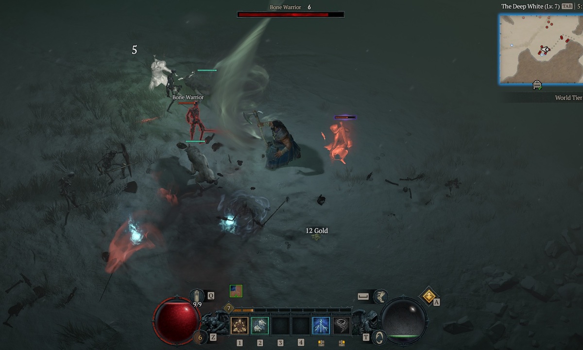 A Diablo 4 Druid using Tornado against enemies.