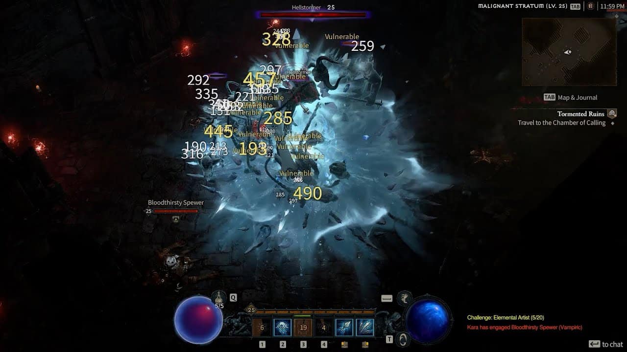 Sorcerer casting Frost Nova on a pack of enemies in Diablo 4.