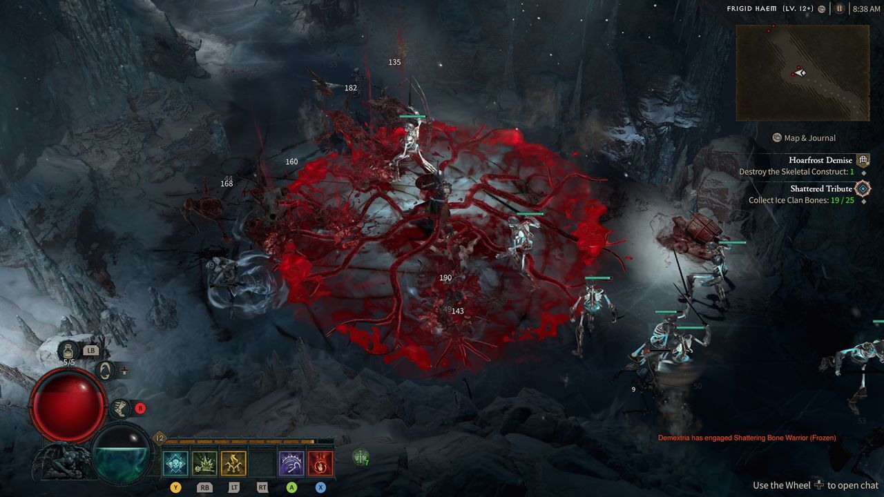 A Necromancer tearing apart some enemies in Diablo 4.