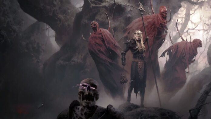 Concept Art of a Necromancer from Diablo 4.