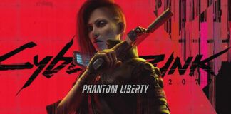 Main promotional poster for upcoming Cyberpunk 2077 DLC Phantom Liberty.