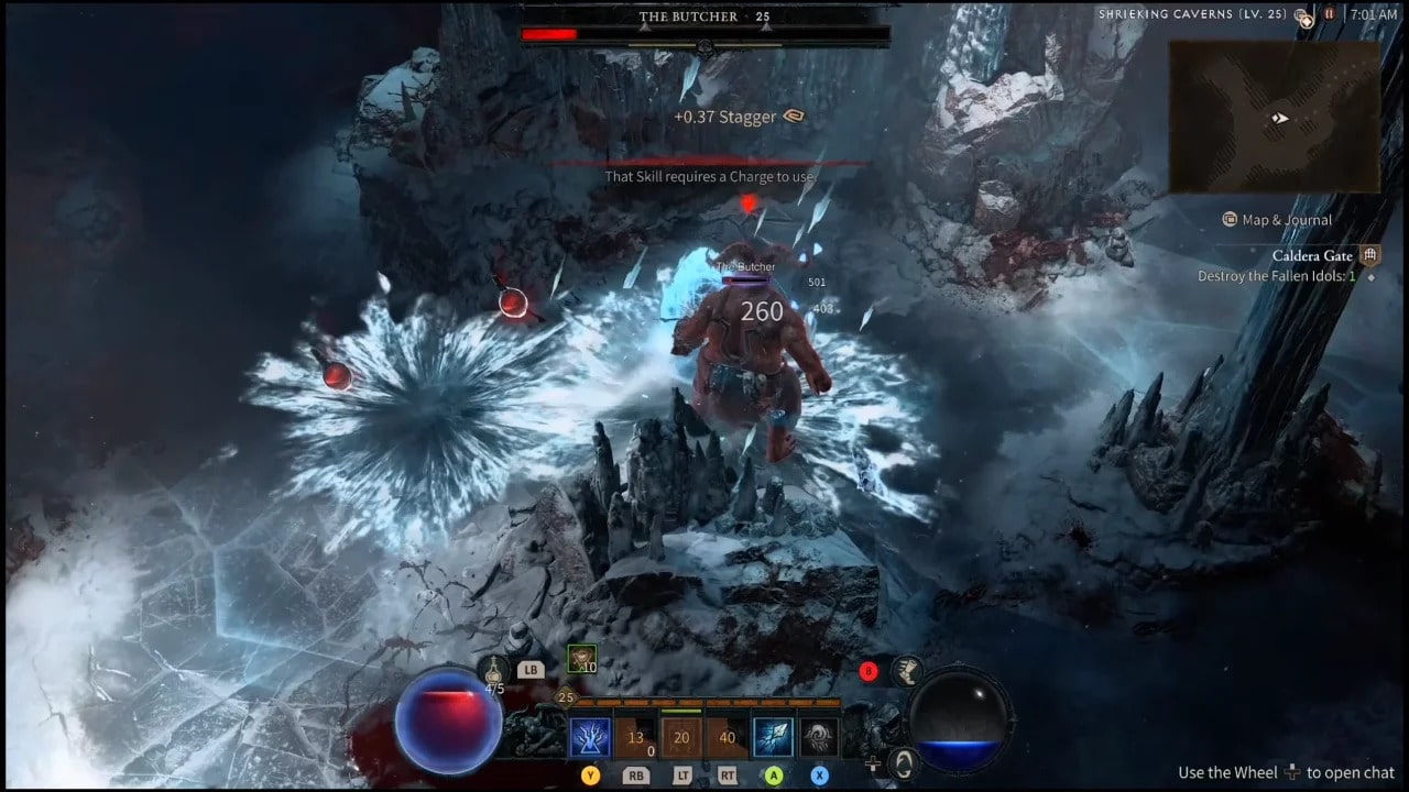 Ingame screenshot of a Frost Build Sorcerer tearing enemies apart in Diablo 4.
