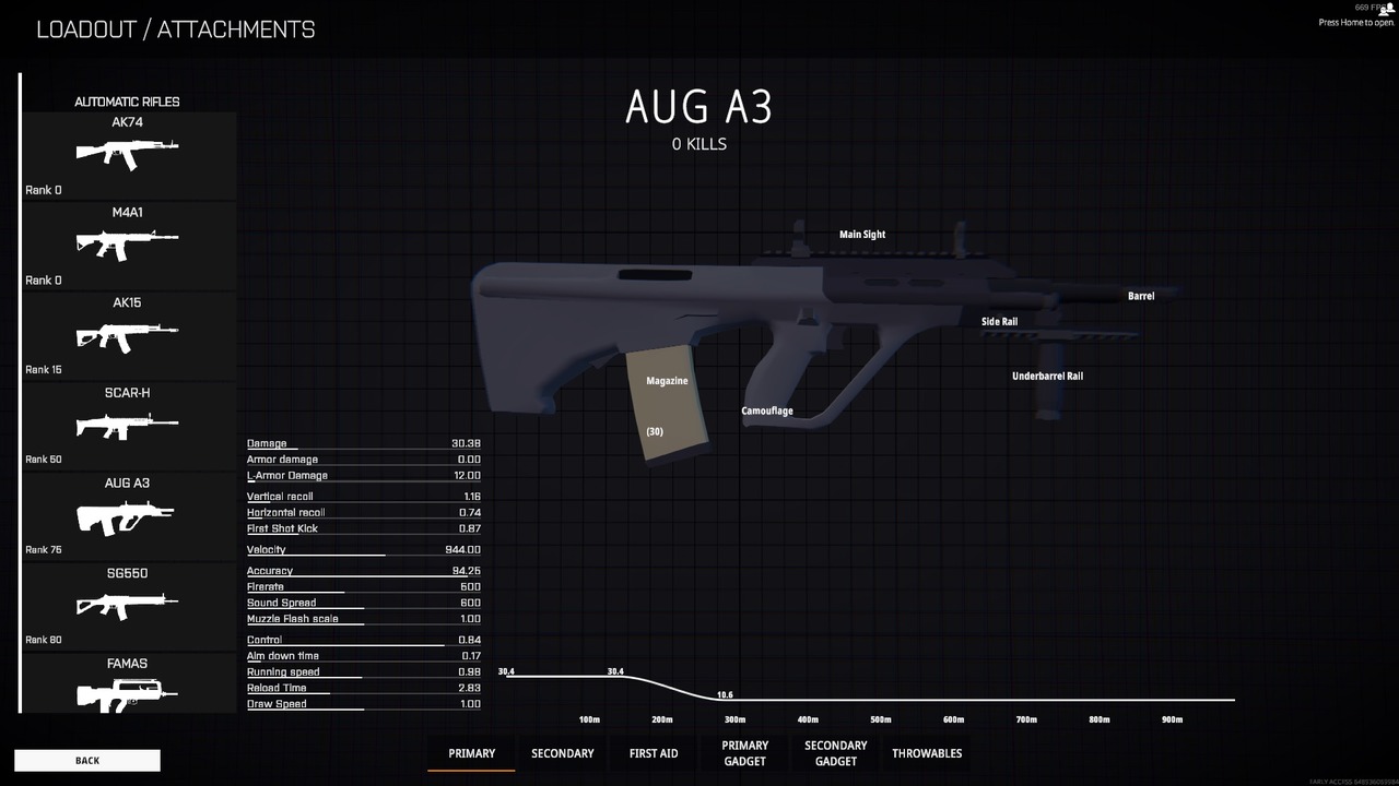 A screenshot of the AUG A3 in Battlebit Remastered.