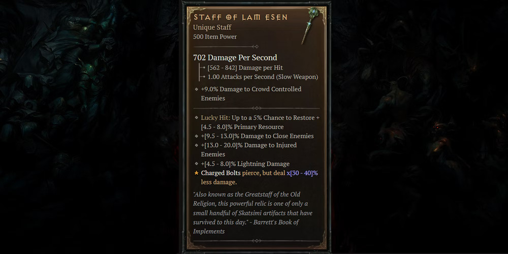 Lam Esen, one of the best Staffs in Diablo 4.