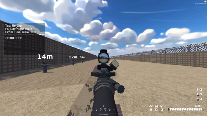 Taking an M4 out for practice at the shooting range in Battlebit Remastered.