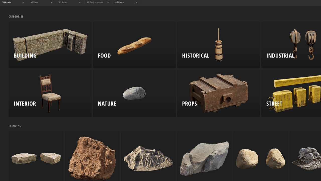 3D models for Unity from Quixel Megascans