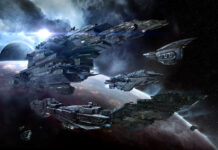 Just a few of the ships that can be found in EVE Online.