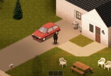 A player starting out in Muldraugh in Project Zomboid.