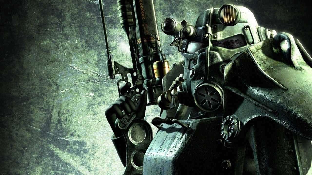 Fallout 3 art of a Brotherhood of Steel paladin.