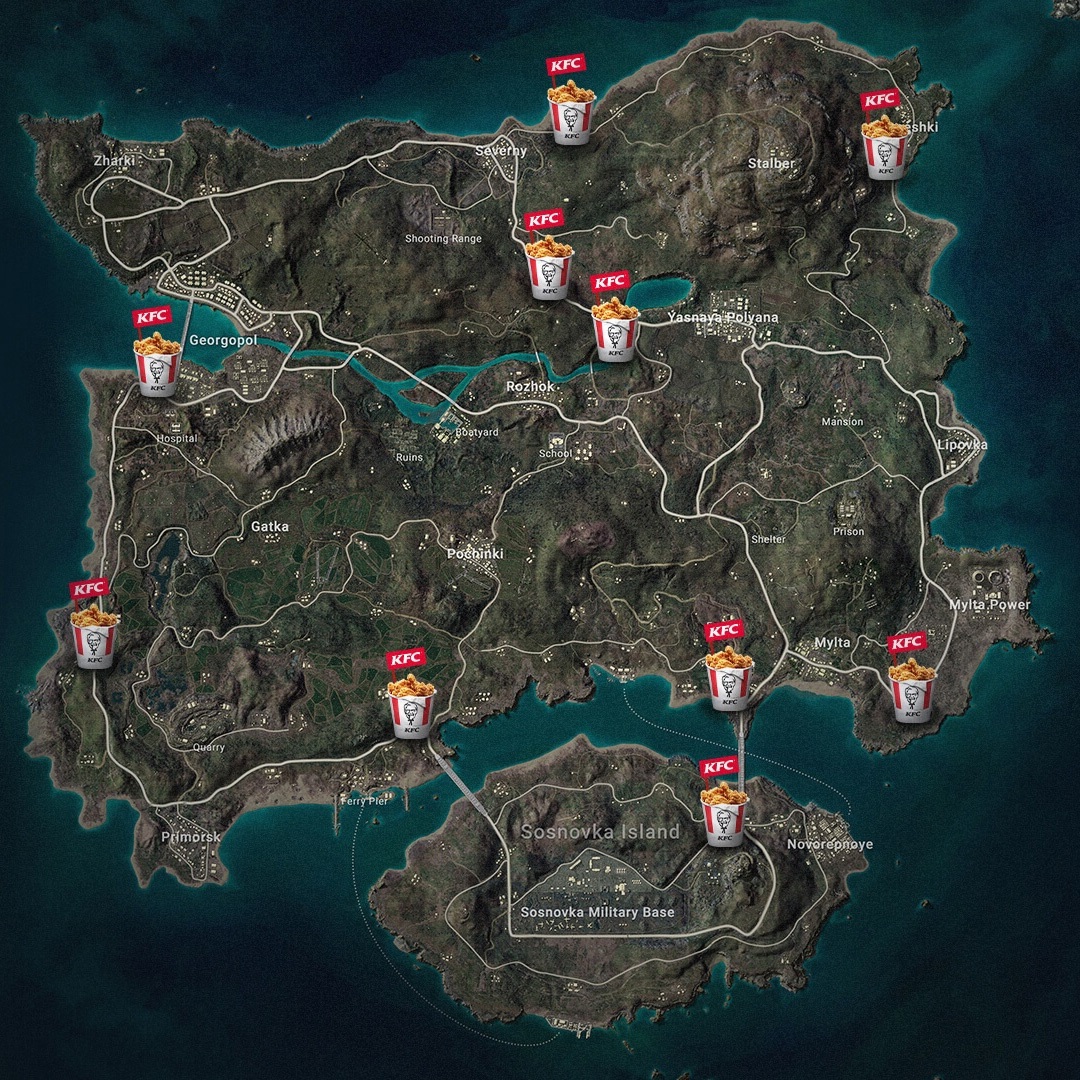 erangel kfc locations